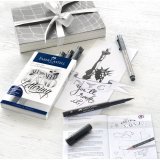 Набор капиллярных ручек Faber-Castell "Pitt Artist Pen Lettering" оттенки серого, 7шт.+карандаш+точ.