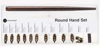Набор перьев Manuscript Round Hand с аксессуарами 10шт пенал пластик