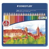 Карандаши цветные STAEDTLER "Noris club" 24 цвета, металлический пенал 145 CM24