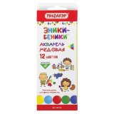 Краски акварельные ПИФАГОР "ЭНИКИ-БЕНИКИ", 12 цветов, медовые, без кисти 191316