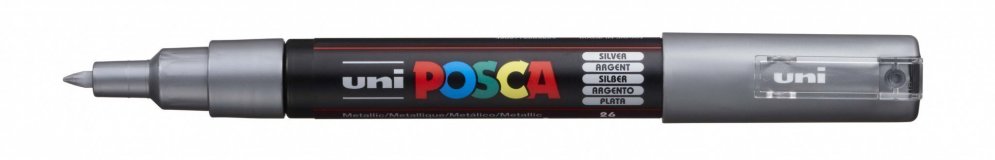 Маркер POSCA PC-1M, серебярный, 0.7 мм, пулевидный наконечник