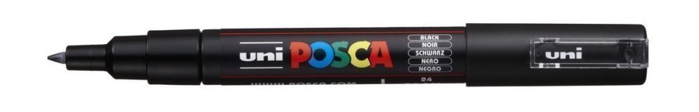 Маркер POSCA PC-1M, чёрный, 0.7 мм, пулевидный наконечник