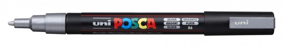 Маркер POSCA PC-3M, серебряный, 0.9 - 1.3 мм, пулевидный наконечник