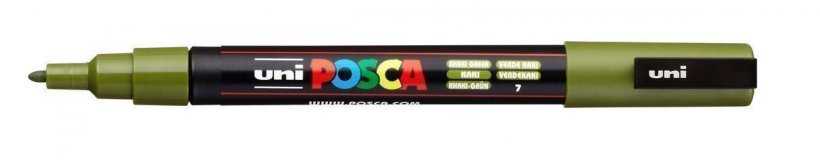 Маркер POSCA PC-3M, хаки, 0.9 - 1.3 мм, пулевидный наконечник