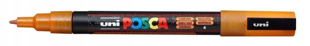 Маркер POSCA PC-3ML, оранжевый с блёстками, 0.9 - 1.3 мм, пулевидный наконечник