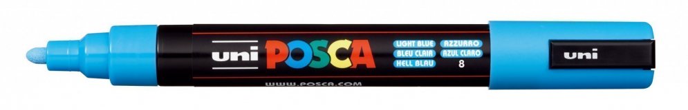 Маркер POSCA PC-5M, голубой, 1.8 - 2.5 мм, пулевидный наконечник