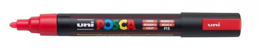 Маркер POSCA PC-5M, флуоресцентно-красный, 1.8 - 2.5 мм, пулевидный наконечник