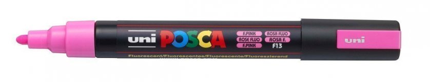 Маркер POSCA PC-5M, флуоресцентно-розовый, 1.8 - 2.5 мм, пулевидный наконечник