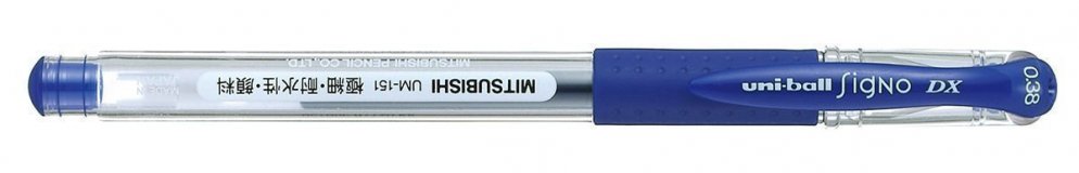 Гелевая ручка Signo DX Ultra-fine UM-151, синий, 0.38 мм