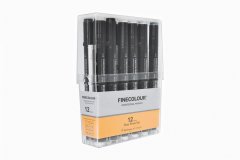 Набор спиртовых маркеров Finecolour mini Brush Grey Set 12 цветов