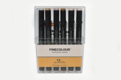 Набор спиртовых маркеров Finecolour mini Brush Skin Set 12 цветов