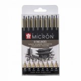 Набор капиллярных ручек Pigma Micron 8шт(0.15/0.20/0.25/0.30/0.35/0.40/0.45/0.5мм) Черный