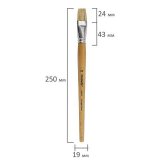 Кисть ПИФАГОР, ЩЕТИНА, плоская, № 20, деревянная лакированная ручка