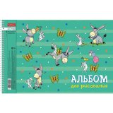 Альбом для рисования А4 40 л., спираль, обложка картон, HATBER, 205х290 мм, "Забавы" (4 вида в спайке), 40А4Вс