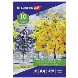 Папка для акварели А4, 10 л., 270 г/м2, мелкое зерно, BRAUBERG ART CLASSIC, "Осенняя аллея", 114397