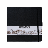 Блокнот для зарисовок Sketchmarker 140 г/кв.м 20х20cм 80л твердая обложка, черный 