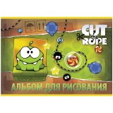 Альбом для рисования Хатбер 12л. А4 на скрепке "CUT THE ROPE"