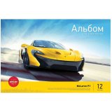 Альбом для рисования 12л. А4 на скрепке "Авто. Supercar"