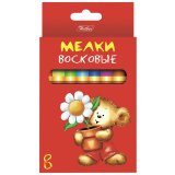 Мелки восковые Hatber "Мишка" 8 цветов