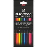 Карандаши цветные "BLACK DIAMOND" 12 цветов, черное дерево