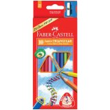 Карандаши цветные Faber-Castell трехгранные Faber-Castell "Junior Grip" 10 цветов + точилка, европодвес