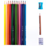 Карандаши цветные Maped "Color Peps" 12 цветов трехгранные, пластиковый пенал + точилка + ластик + карандаш че