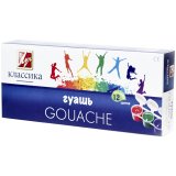Гуашь "Классика" 12 цветов, 20мл, блок-тара