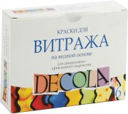 Набор красок для витража на водной основе "Декола", 6цв*10мл
