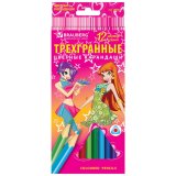 Карандаши цветные Brauberg трехгранные "Pretty Girls", 12 цветов