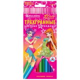 Карандаши цветные Brauberg трехгранные "Pretty Girls", 12 цветов