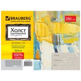 Холст грунтованный на картоне BRAUBERG, 18*24см, 100% хлопок, мелкое зерно, 190619