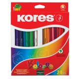Карандаши цветные Kores "Kolores" трехгранные с точилкой 24 цвета